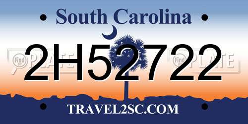 2H52722 South Carolina License Plate