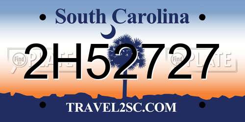 2H52727 South Carolina License Plate