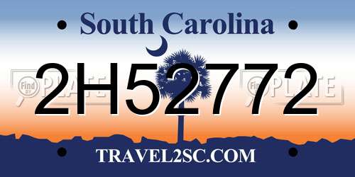 2H52772 South Carolina License Plate