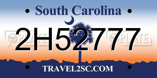2H52777 South Carolina License Plate