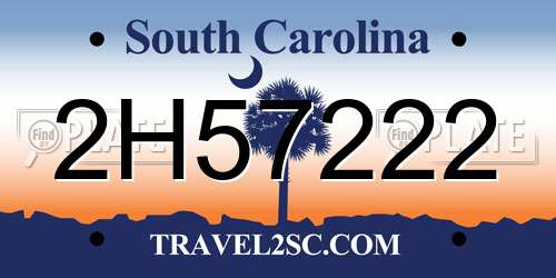 2H57222 South Carolina License Plate