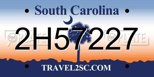 2H57227 South Carolina License Plate