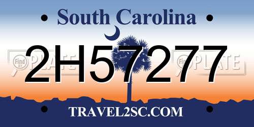 2H57277 South Carolina License Plate