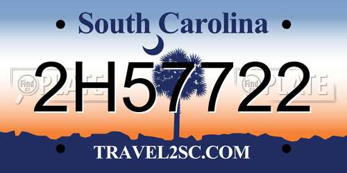 2H57722 South Carolina License Plate