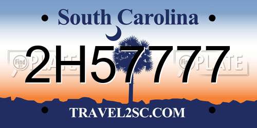 2H57777 South Carolina License Plate