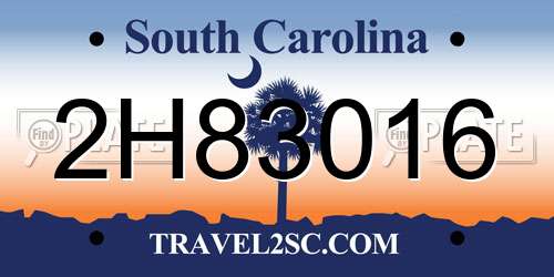 2H83016 South Carolina License Plate