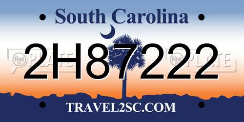 2H87222 South Carolina License Plate