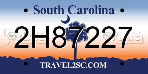 2H87227 South Carolina License Plate