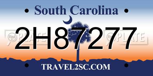 2H87277 South Carolina License Plate