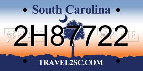 2H87722 South Carolina License Plate