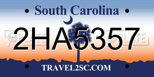 2HA5357 South Carolina License Plate