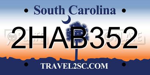 2HAB352 South Carolina License Plate