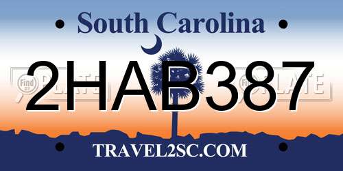 2HAB387 South Carolina License Plate
