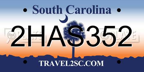2HAS352 South Carolina License Plate