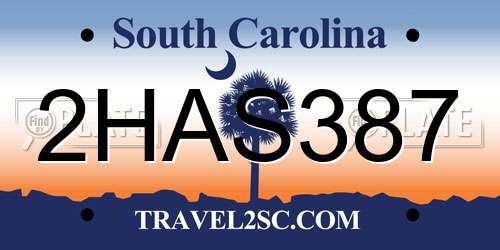 2HAS387 South Carolina License Plate