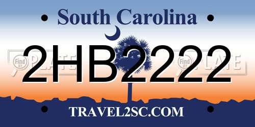 2HB2222 South Carolina License Plate