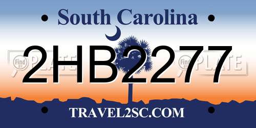 2HB2277 South Carolina License Plate