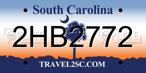 2HB2772 South Carolina License Plate