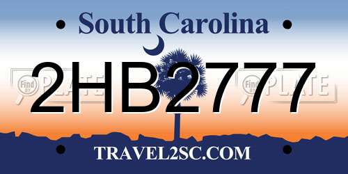 2HB2777 South Carolina License Plate