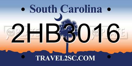 2HB3016 South Carolina License Plate
