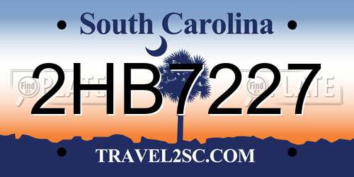 2HB7227 South Carolina License Plate