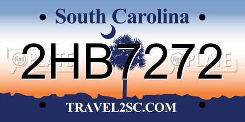 2HB7272 South Carolina License Plate