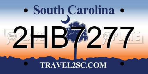 2HB7277 South Carolina License Plate