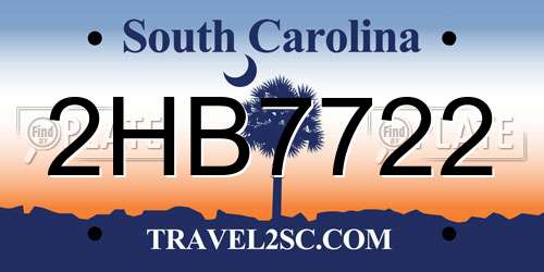 2HB7722 South Carolina License Plate