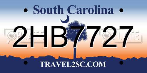 2HB7727 South Carolina License Plate