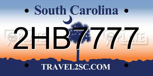 2HB7777 South Carolina License Plate