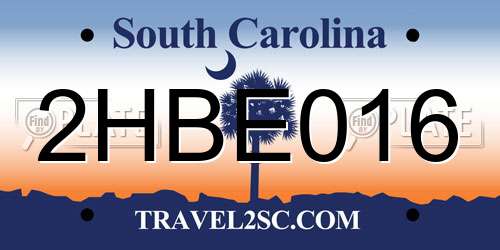 2HBE016 South Carolina License Plate
