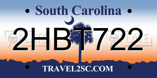 2HBT722 South Carolina License Plate