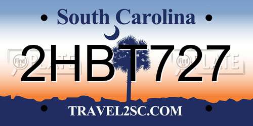 2HBT727 South Carolina License Plate