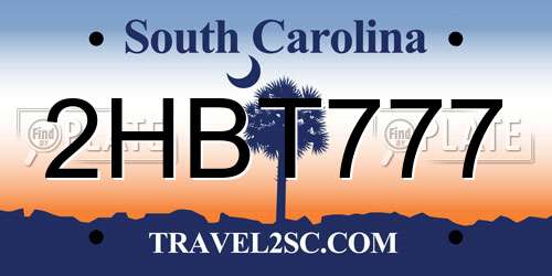 2HBT777 South Carolina License Plate