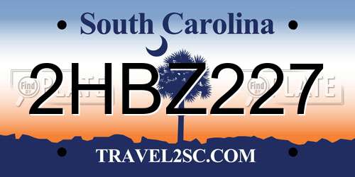 2HBZ227 South Carolina License Plate