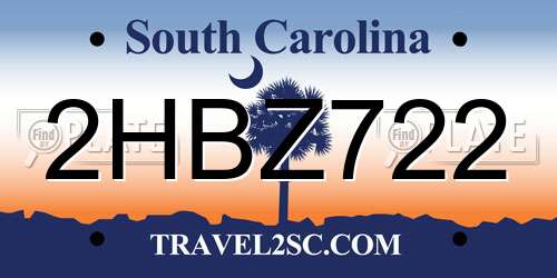 2HBZ722 South Carolina License Plate
