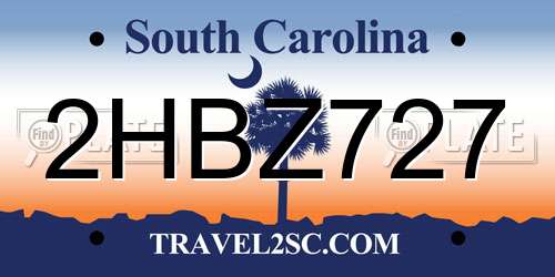 2HBZ727 South Carolina License Plate