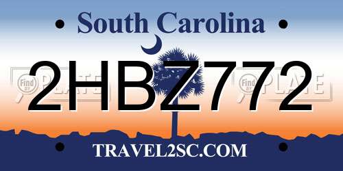 2HBZ772 South Carolina License Plate