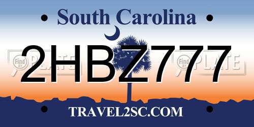 2HBZ777 South Carolina License Plate