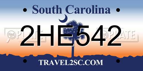 2HE542 South Carolina License Plate