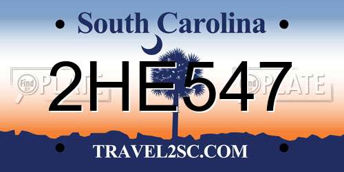 2HE547 South Carolina License Plate