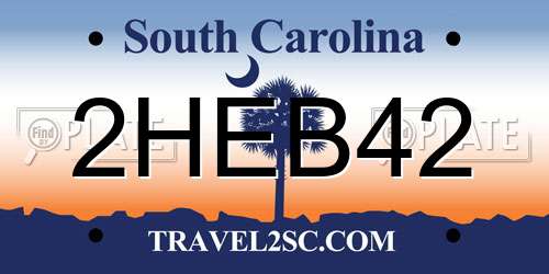 2HEB42 South Carolina License Plate