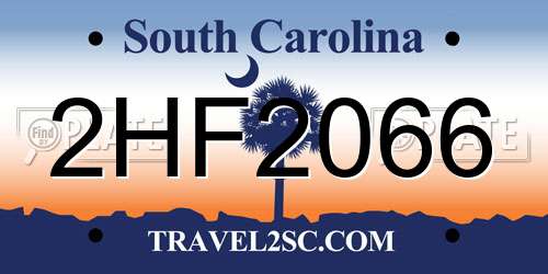2HF2066 South Carolina License Plate