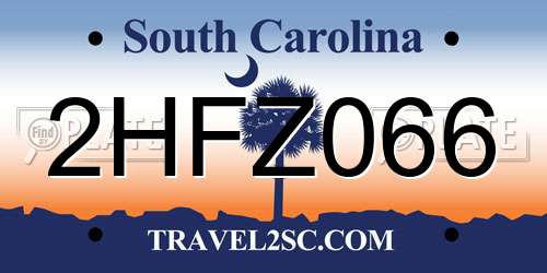 2HFZ066 South Carolina License Plate