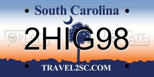 2HIG98 South Carolina License Plate