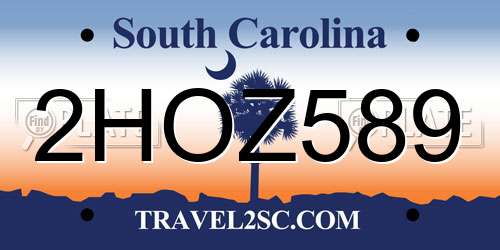 2HOZ589 South Carolina License Plate