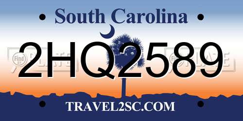 2HQ2589 South Carolina License Plate