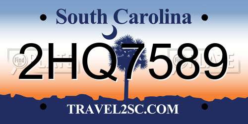 2HQ7589 South Carolina License Plate