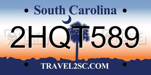 2HQT589 South Carolina License Plate