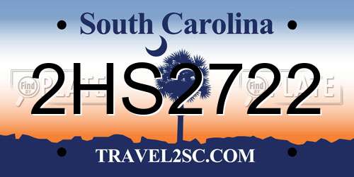 2HS2722 South Carolina License Plate